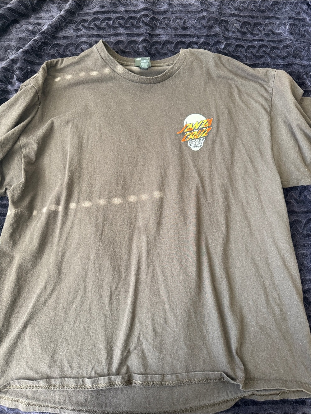Santa Cruz Skateboards Brown Tee with Skull Logo and Orange Accent